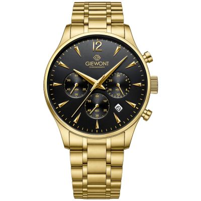 Men's Watch Giewont Chronograph Sapphire Gold Black GW6310-B4
