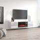 2. TV cabinet LUXE 182.6x34.5x37.5 white/white gloss + black fireplace