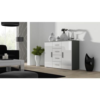 UNI chest of drawers gray/white gloss