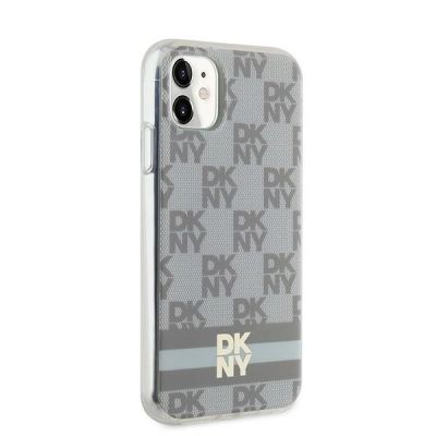 4. DKNY IML Checkered Mono Pattern & Printed Stripes MagSafe case for iPhone 11 / Xr - beige