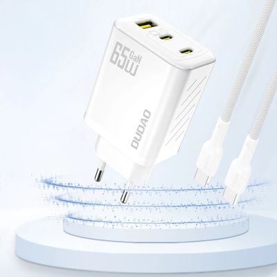 2. Dudao A29 65W GaN Wall Charger 2 x USB-C + 1 x USB-A - White