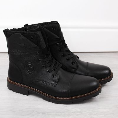 20. Rieker M RKR296A wool-lined leather ankle boots, black