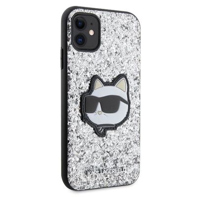4. Karl Lagerfeld KLHCN61G2CPS iPhone 11 / Xr 6.1" silver/silver hardcase Glitter Choupette Patch