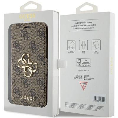 7. Guess 4G Big Metal Logo Case for iPhone 13 / 14 / 15 - Brown