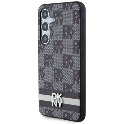 3. DKNY Leather Checkered Mono Pattern & Printed Stripes case for Samsung Galaxy S24+ - black