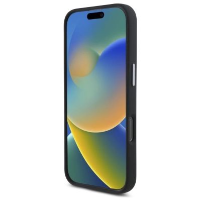 3. DKNY Liquid Silicone Metal Logo iPhone 16 Case - Black