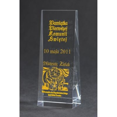 2. Engraved glass trophy + paint filling