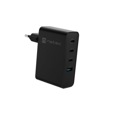 12. NATEC RIBERA GAN WALL CHARGER 3X USB-C 1X USB-A 100W BLACK
