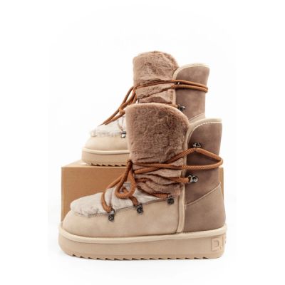 10. D.Franklin women's winter snow boots, fashionable fur lining, brown beige high