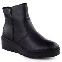Women's leather wedge ankle boots black Rieker X9165-01