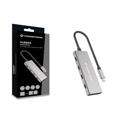 7. Conceptronic HUBBIES16G USB 3.2 Gen 2 (3.1 Gen 2) Type-C Hubs and Hubs 10000 Mbit/s Gray