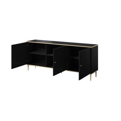 2. GLAMOUR Chest of Drawers 180x40x75.5 Matte Black + Gold