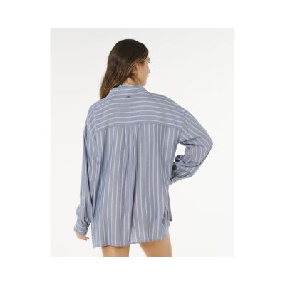 3. RIP CURL Women's Beach Days Pinstripe Shirt Blue
