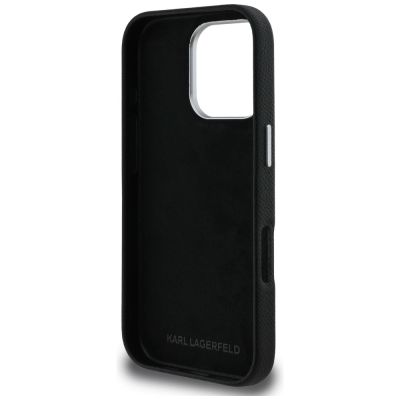 7. Karl Lagerfeld FW Grained Signature Logo iPhone 16 Pro Case - Black
