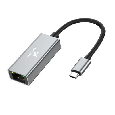 2. Wozinsky WAU-45C Ethernet Network Adapter LAN Gigabit RJ45 1000 Mb/s USB-C - Gray