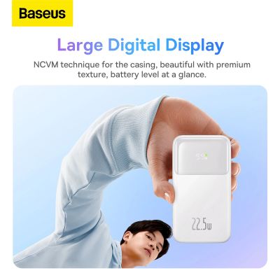 16. Baseus Comet Series powerbank with display 10000mAh 22.5W - white + USB-A - USB-C cable