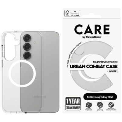 CARE by PanzerGlass Flagship Urban Combat White QI Case for Samsung Galaxy S25+ - Transparent