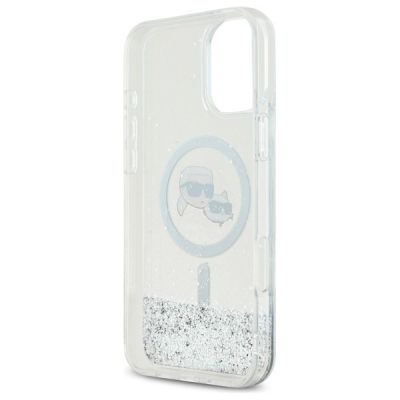 7. Karl Lagerfeld Liquid Glitter Karl & Choupette Head Magsafe iPhone 16 Plus Case - Clear