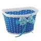 Bicycle basket plastic front white blue bun.