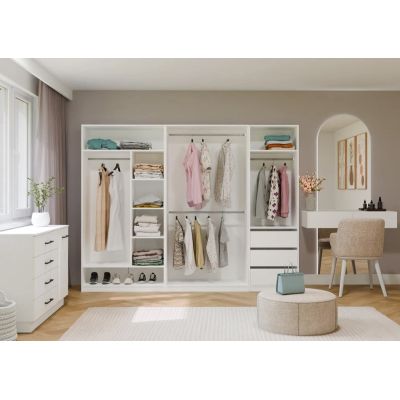 4. OPENO 2W WHITE Wardrobe, Modular Rack with 2 Hanging Rails for the Bedroom
