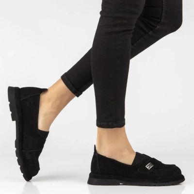 6. Women's leather moccasins with elastic band, black Filippo DP7947