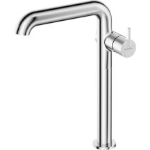 Tall washbasin tap with a rectangular spout