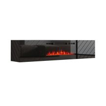 TV cabinet LUXE 182.6x34.5x37.5 black/gloss black + black fireplace