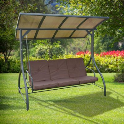 7. 3-SEAT GARDEN SWING 194X120X173CM ZOSIA WITH POLYCARBONATE CANOPY