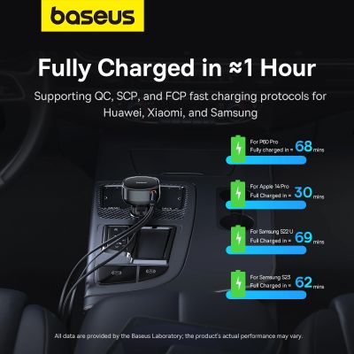 15. Baseus Enjoyment Pro USB-C (Female) / Lightning (Male) 60W Car Charger - Black