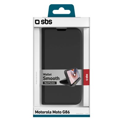2. SBS Wallet Smooth Case for Motorola Moto G86 with Flip Cover - Black
