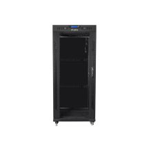 LANBERG FLOOR RACK CABINET 19" 27U 600X800 GLASS DOOR LCD BLACK FF01-6827-12BL (FLAT PACK)
