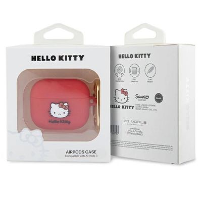 3. Hello Kitty Silicone 3D Kitty Head case for AirPods 3 - fuchsia