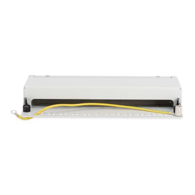 7. Modular desktop patch panel 12x keystone, shielded, gray, cable guide, labeling fields