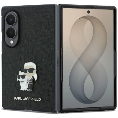 Karl Lagerfeld Saffiano Karl&Choupette Pin Case for Samsung Galaxy Z Fold 8 - Black