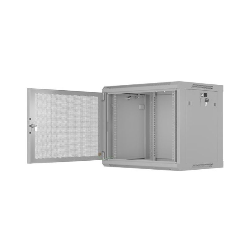 4. Lanberg 19" 9U 600X450 gray wall-mounted rack cabinet with perforated doors (flat pack)