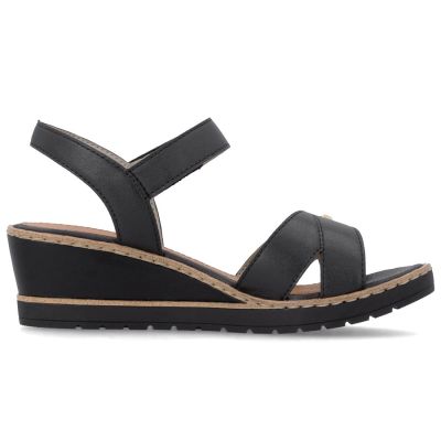 8. Women's gold leather wedge sandals Remonte R6266-90