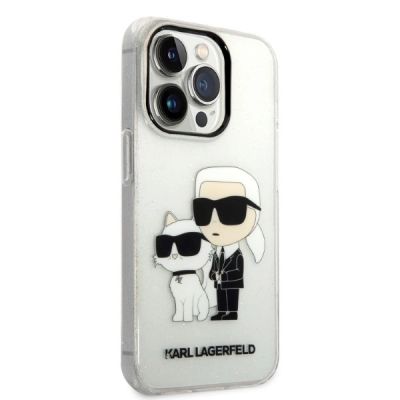 4. Karl Lagerfeld Glitter Karl&Choupette case for iPhone 14 Pro - transparent