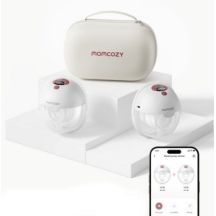 MOMCOZY M5 Smart Wearable Breast Pump with App Control, Red – Double Pack