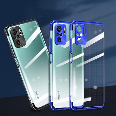 8. Clear Color Case Gel TPU Electroplating frame Cover for Xiaomi Redmi Note 10 5G / Poco M3 Pro blue