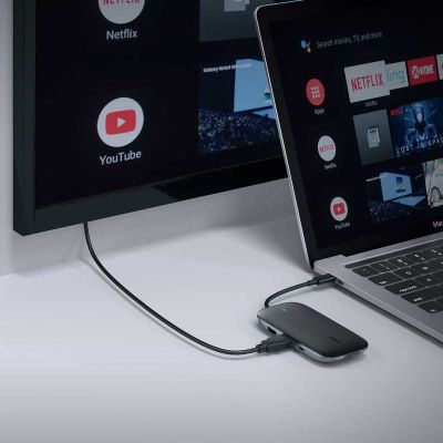 3. AUKEY HUB USB C CB-C71 8IN1 RJ45 HDMI 4K PD 100W