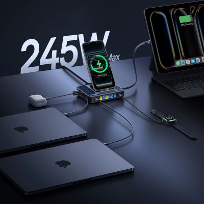 10. Baseus Nomos NH21 6-in-1 245W Wireless Charging Station with Two Retractable USB-C Cables - Black