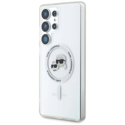 2. Case Karl Lagerfeld Button Karl & Choupette Heads Printed Logo MagSafe Samsung Galaxy S25 Ultra white
