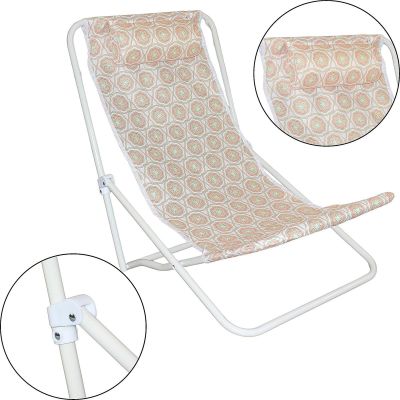14. FOLDABLE BEACH CHAIR WITH HEADREST, ORANGE