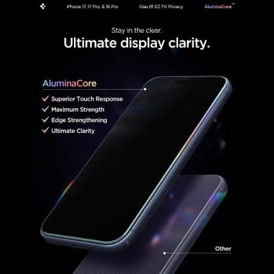 Spigen Glas.tR EZ Fit Privacy Tempered Glass for iPhone 16 Pro / 17 / 17 Pro - 2 pcs.