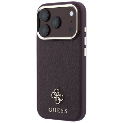 2. Guess Saffiano Small 4G & Classic Logo MagSafe Case for iPhone 18 Pro / 17 Pro - Burgundy