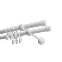Double Curtain Rod Ø 19 mm White 160 cm LUNA with Rings KOWALSKI