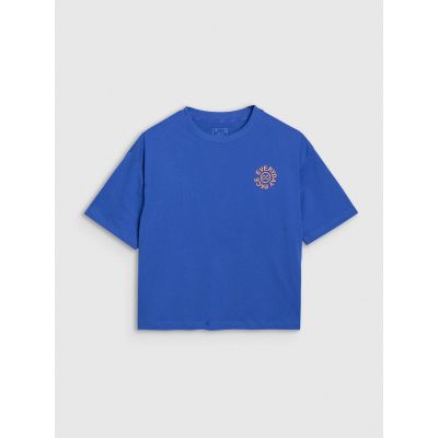 2. Women's oversize printed T-shirt 4F 4FWSS25TTSHF1993-36S