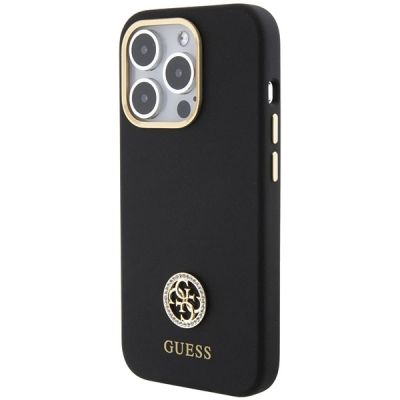 2. Guess Silicone Logo Strass 4G Case for iPhone 15 Pro - Black