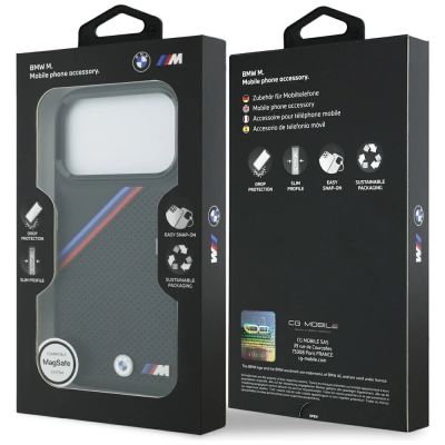 8. BMW M Tricolor Metal Logo MagSafe Case for iPhone 17 Pro - Black