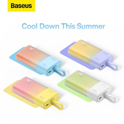 10. Baseus Popsicle 5200mAh 20W Powerbank with Built-in Lightning Cable (+ White Baseus Simple USB-C - USB-C 60W/20V/3A/30cm Cable) - Yellow-Pink